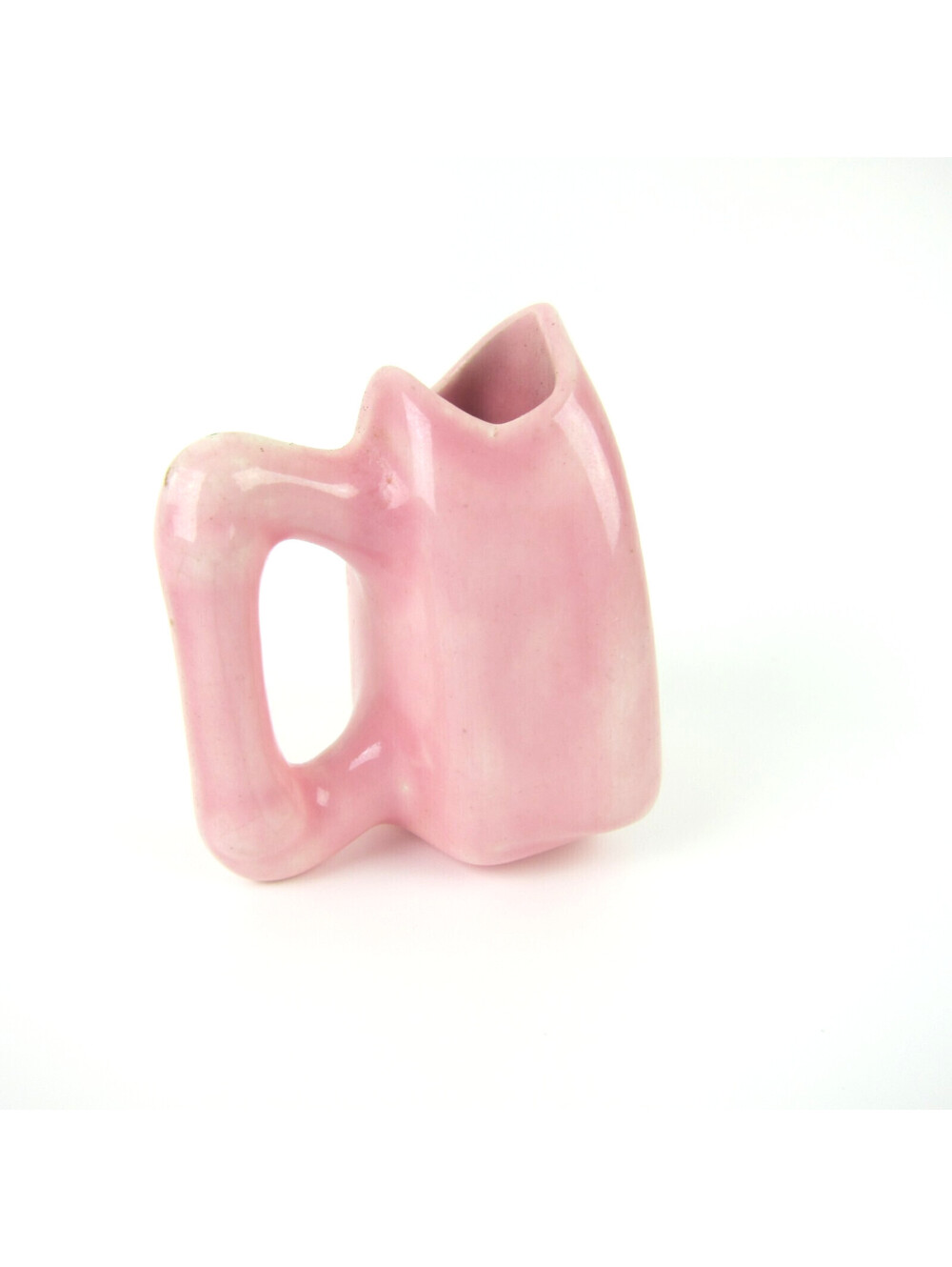 Vintage Ceramic Art Pottery Vase 2" Miniature Pink Iron Shaped RARE